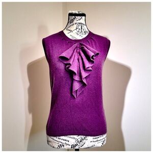 Schumacher Plum Ruffle-Front Sleeveless Knit Top | Women’s Large